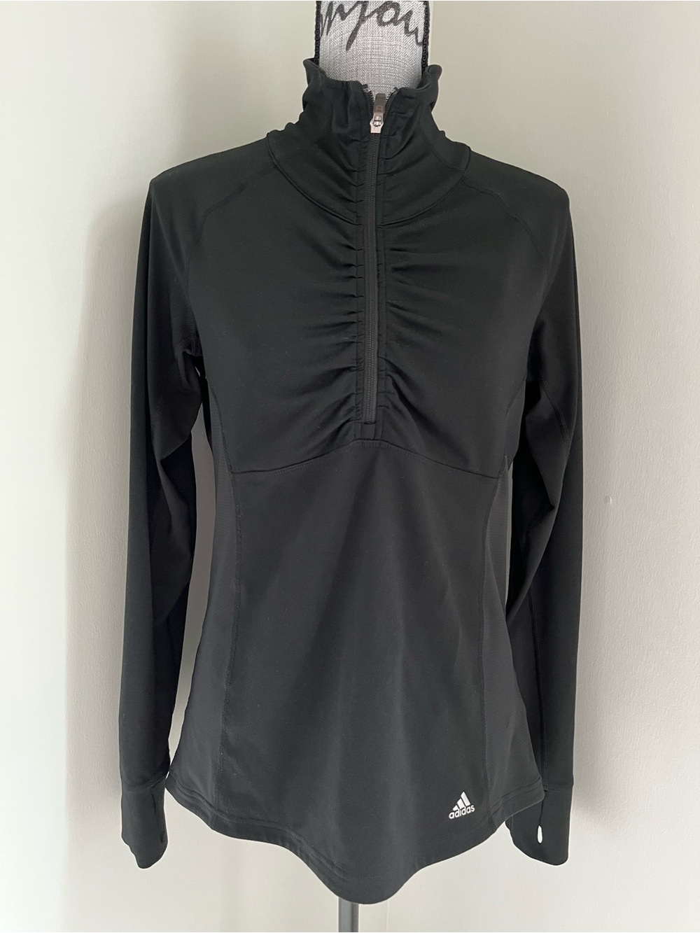 Black women’s adidas climalite quarter zip long sleeve pullover size M